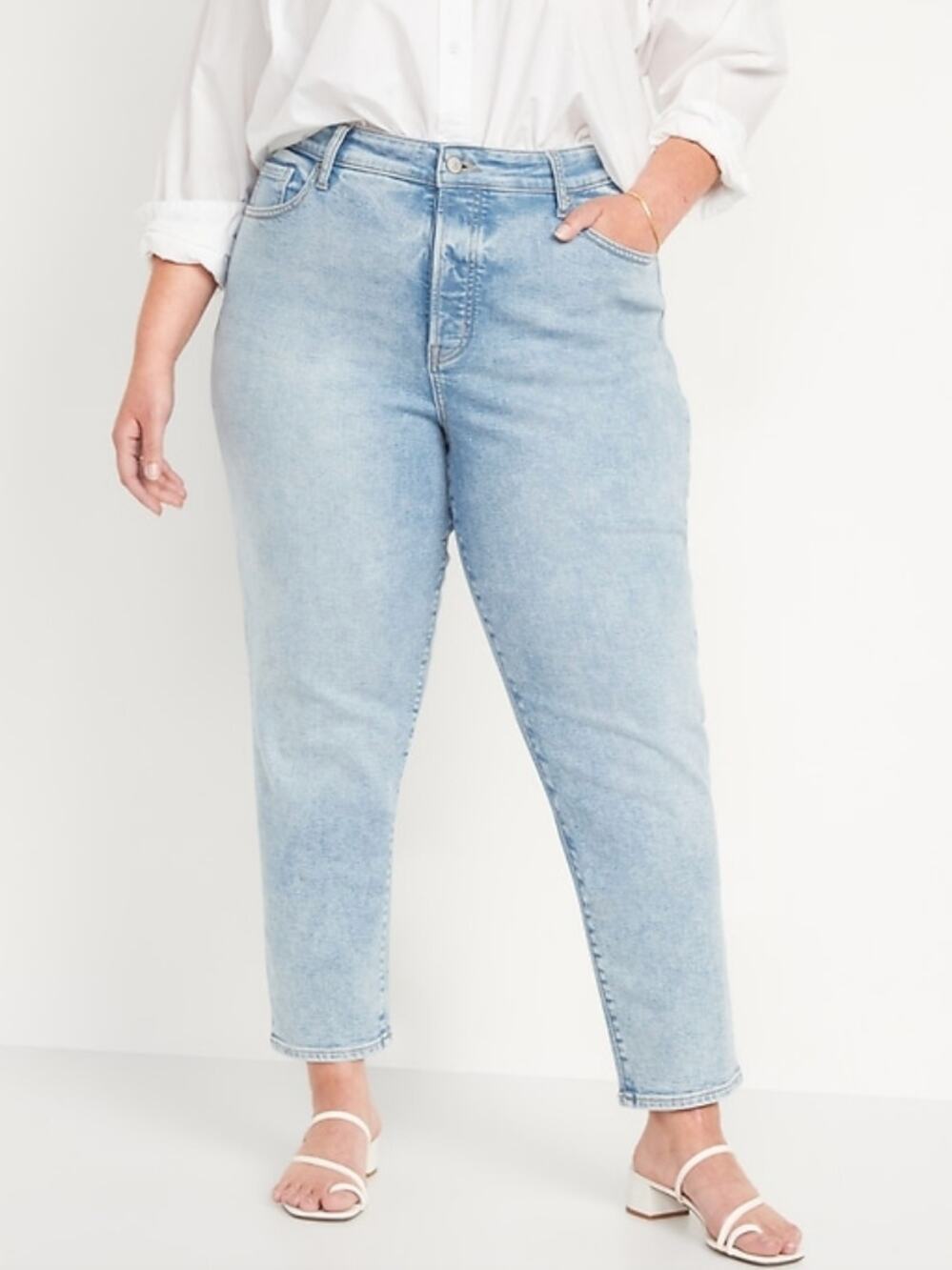 Old Navy Jeans Womens 18 Short Blue OG Straight High Waist Button-Fly Stretch